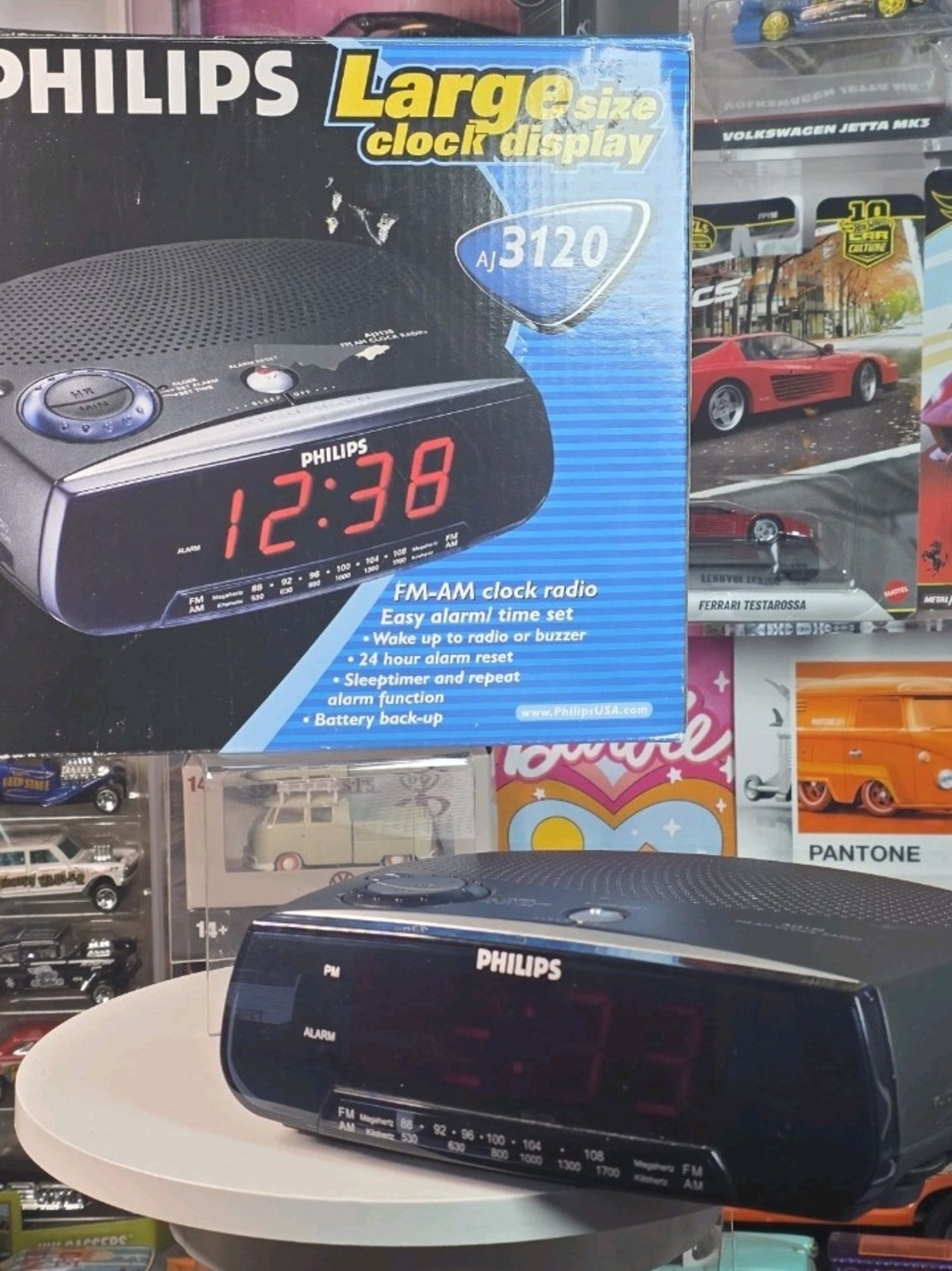 PHILIPS Black AM/FM Digital Alarm Clock Radio - Large Red LED Display